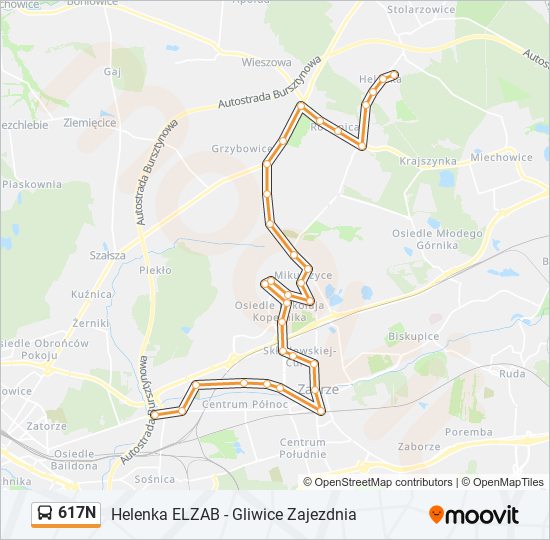 617N bus Line Map