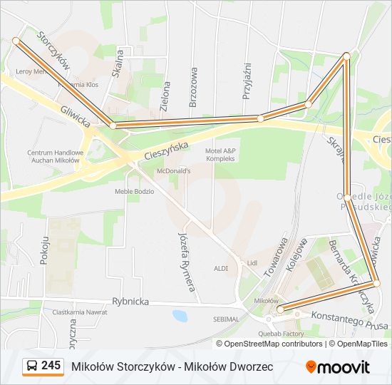 245 bus Line Map