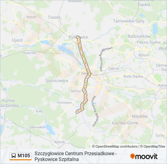 M105 bus Line Map