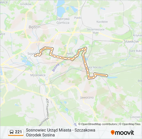 Автобус 221: карта маршрута
