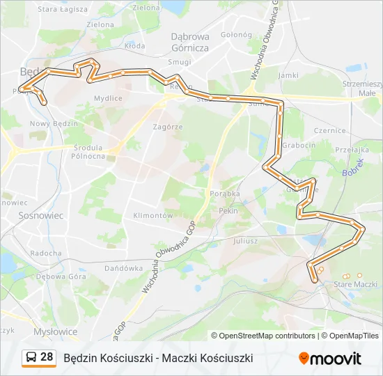 Автобус 28: карта маршрута