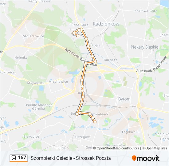 167 bus Line Map