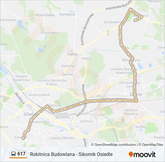 617 bus Line Map