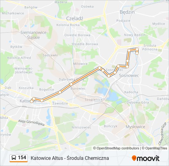 154 bus Line Map