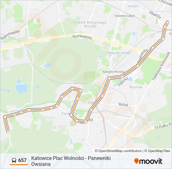 657 bus Line Map