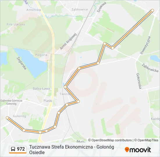 Автобус 972: карта маршрута