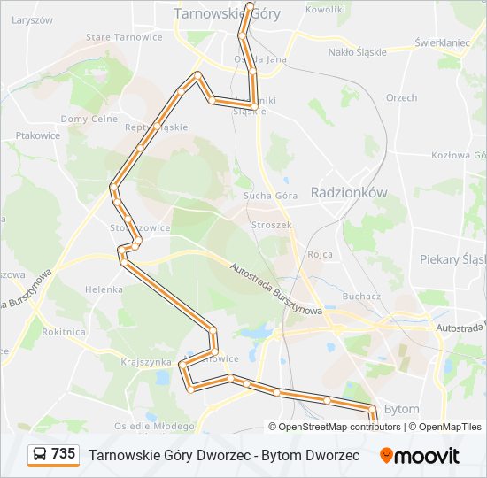 735 bus Line Map