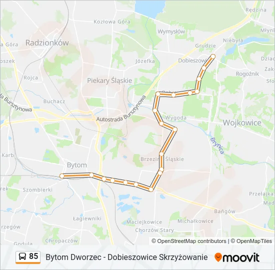 Автобус 85: карта маршрута