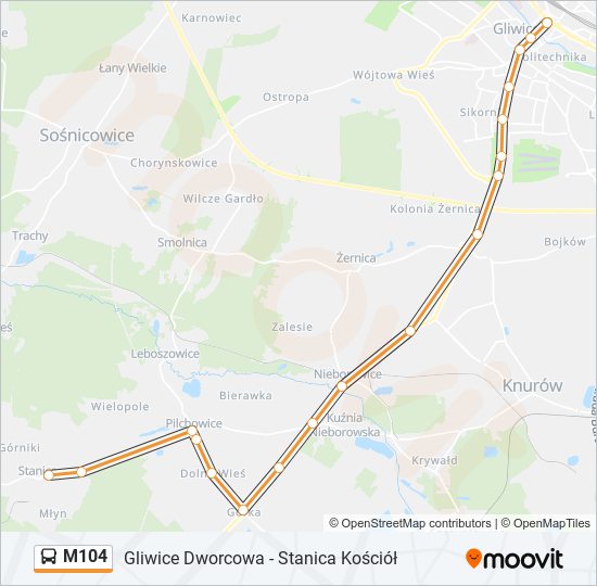 M104 bus Line Map