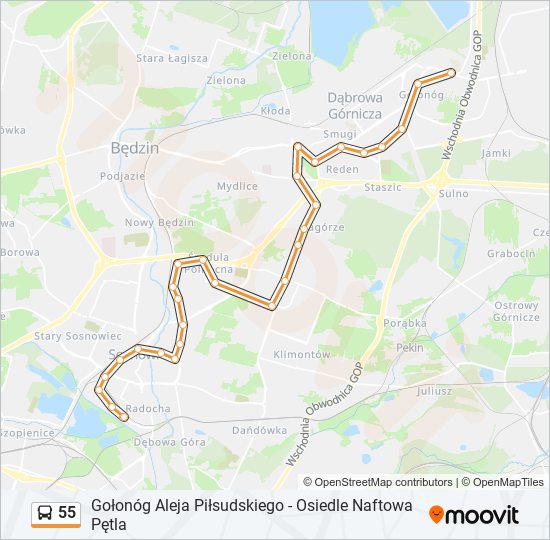 55 bus Line Map