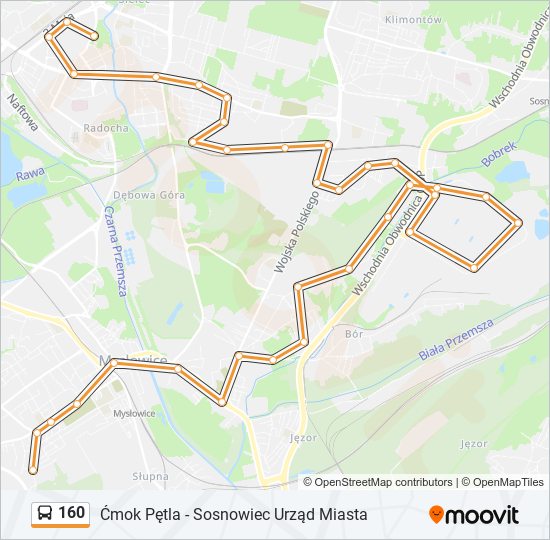 160 bus Line Map