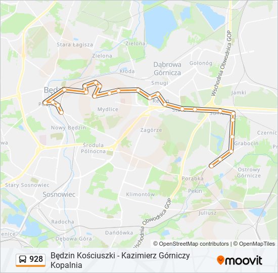 928 bus Line Map