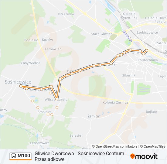 M100 bus Line Map