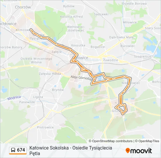 Автобус 674: карта маршрута