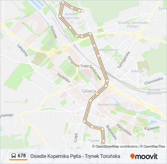 Mapa linii autobus 678