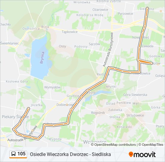 105 bus Line Map