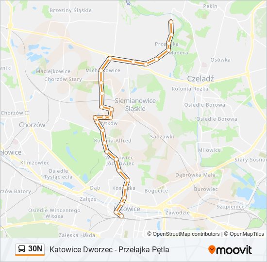 30N bus Line Map