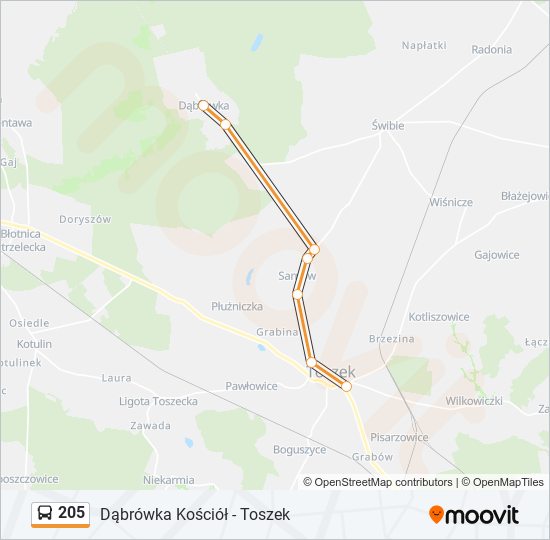 205 bus Line Map