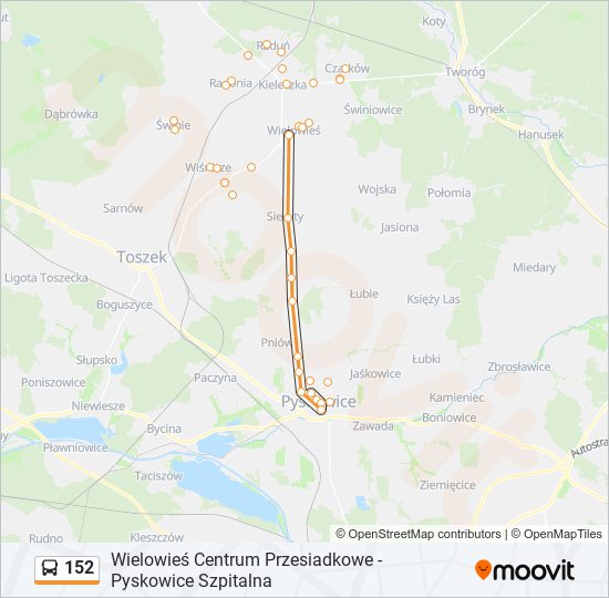 152 bus Line Map