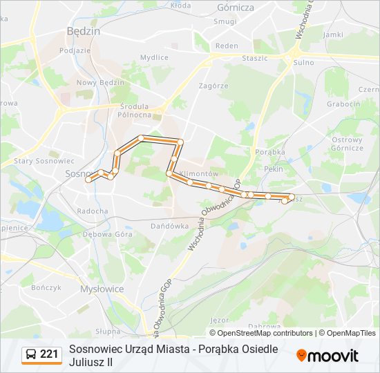 221 bus Line Map