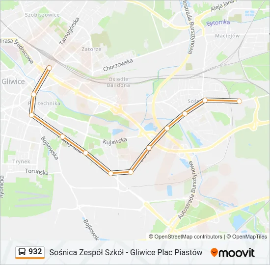 Автобус 932: карта маршрута