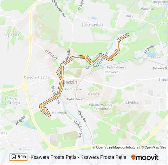 916 bus Line Map