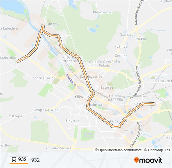 932 bus Line Map