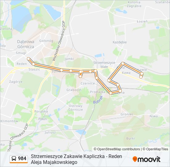 984 bus Line Map