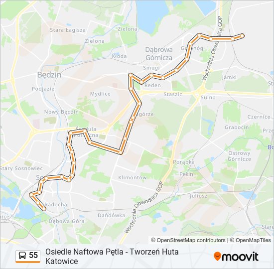 55 bus Line Map