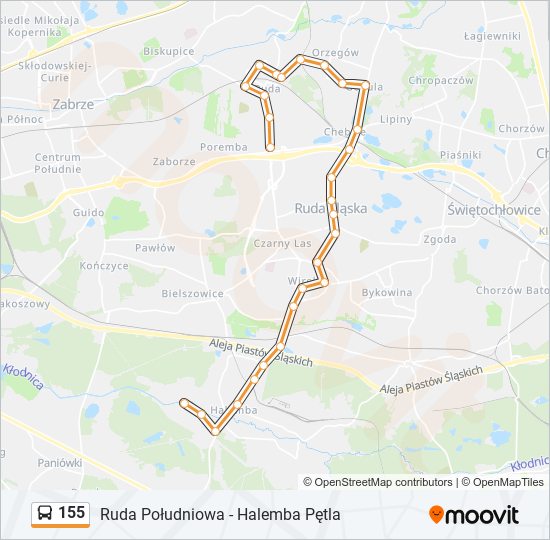 155 bus Line Map