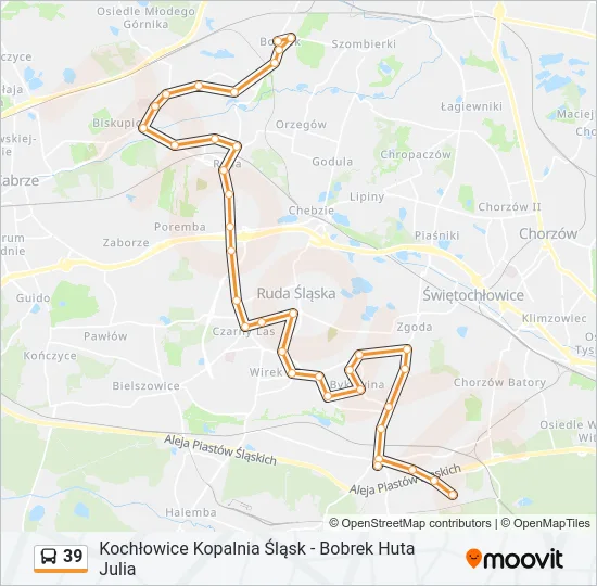 Автобус 39: карта маршрута