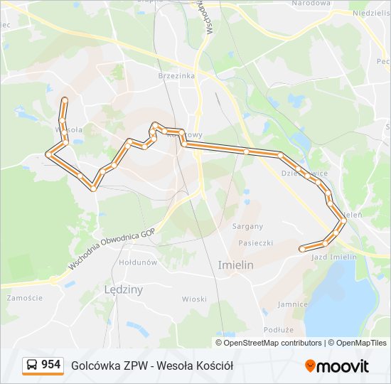 954 bus Line Map