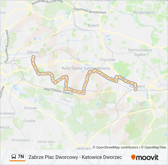 Автобус 7N: карта маршрута