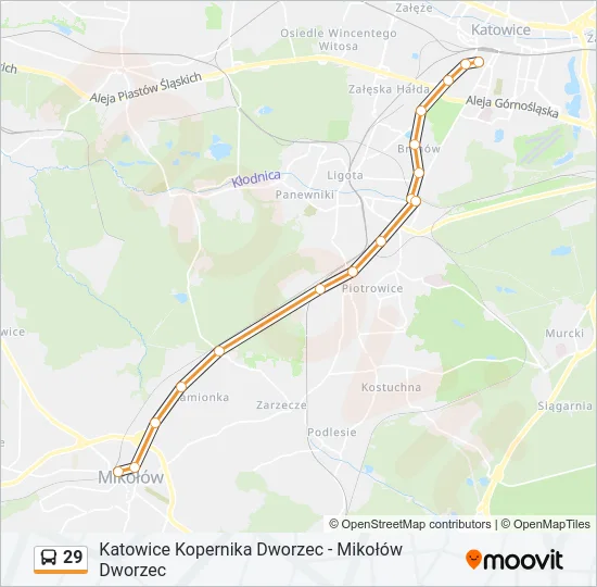 Автобус 29: карта маршрута