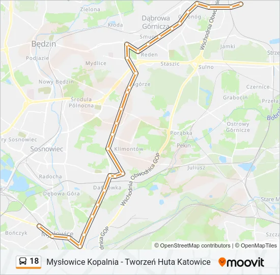 Автобус 18: карта маршрута