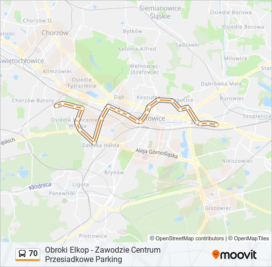 70 bus Line Map