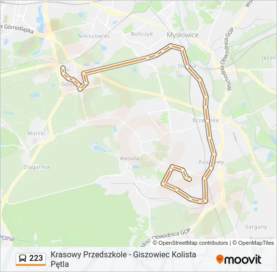 Автобус 223: карта маршрута