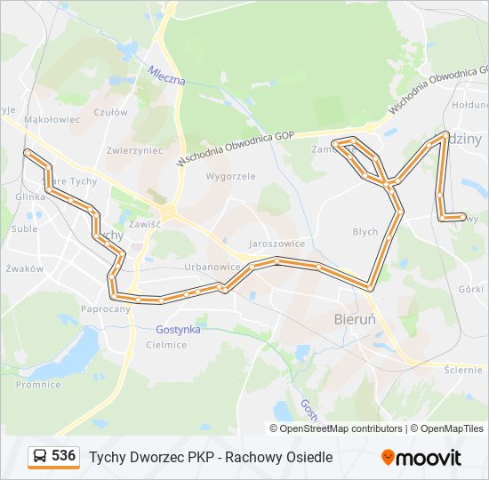 536 bus Line Map