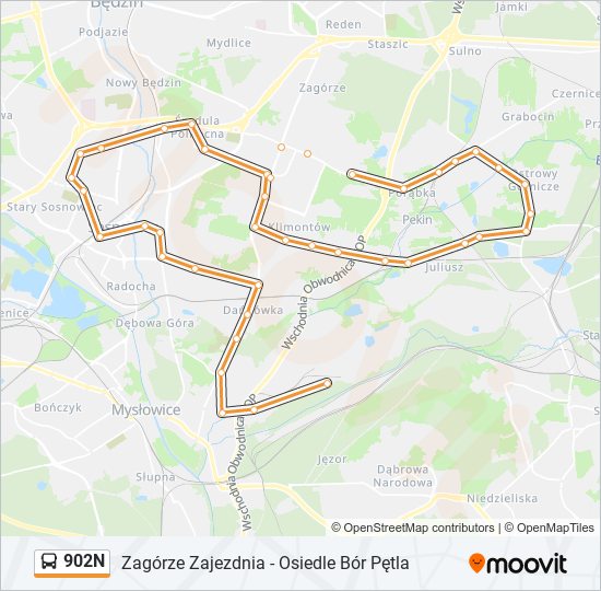 902N bus Line Map