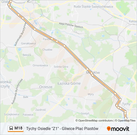 M18 bus Line Map