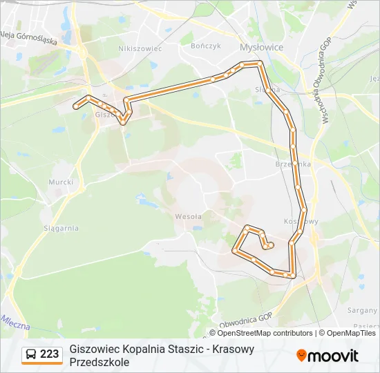 Автобус 223: карта маршрута
