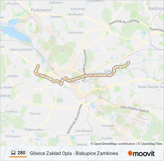 280 bus Line Map