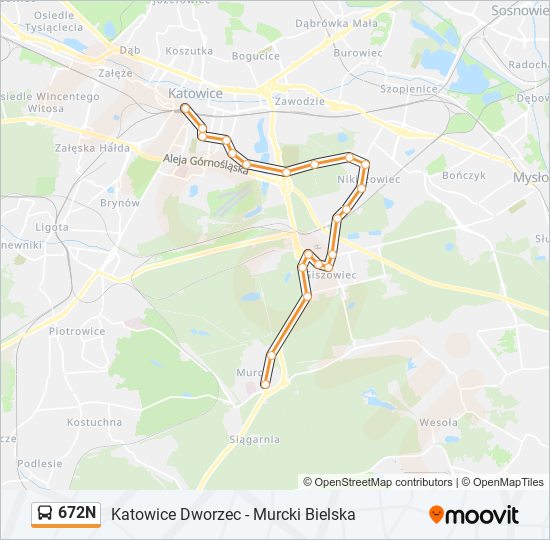 672N bus Line Map