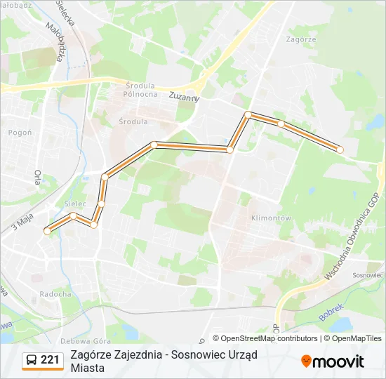 Автобус 221: карта маршрута