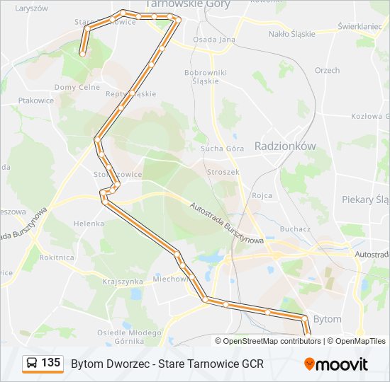 135 bus Line Map