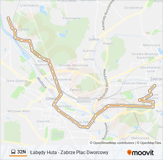 32N bus Line Map