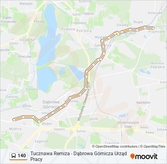 140 bus Line Map