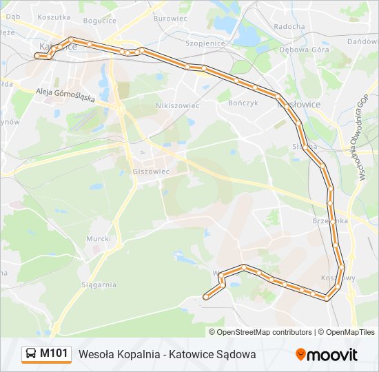 M101 bus Line Map