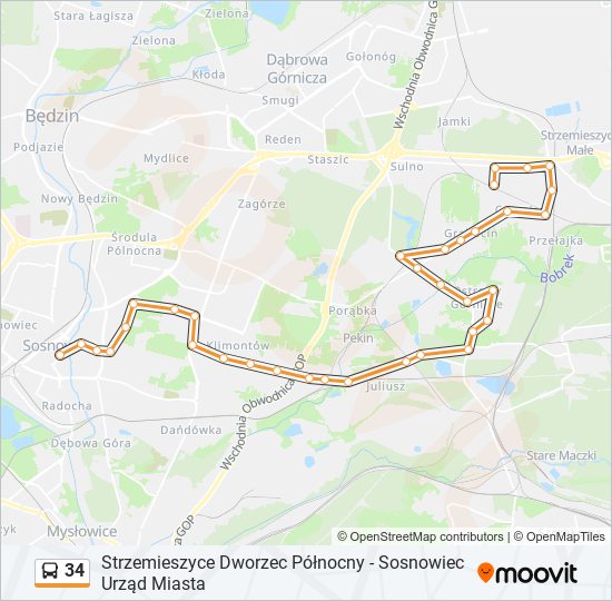 34 bus Line Map