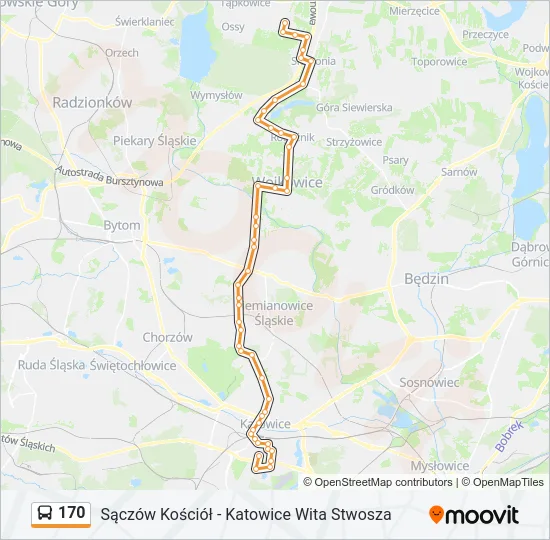 Автобус 170: карта маршрута